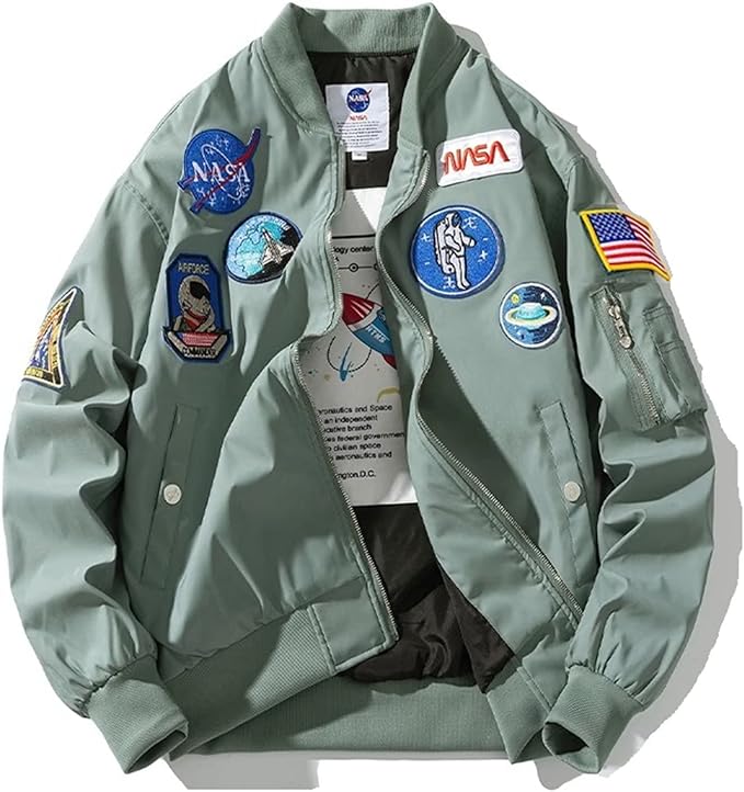 NASA jackets Men Biker Bomber Jacket, NASA MA-1 Military Flight ...